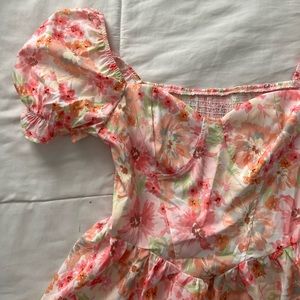 Floral Print Puff Sleeve Short Dress